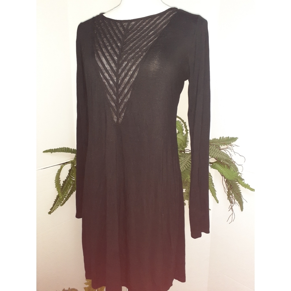 BCBGMaxazria "Farlow" Tulle-Inset Dress - Black - Picture 5 of 10